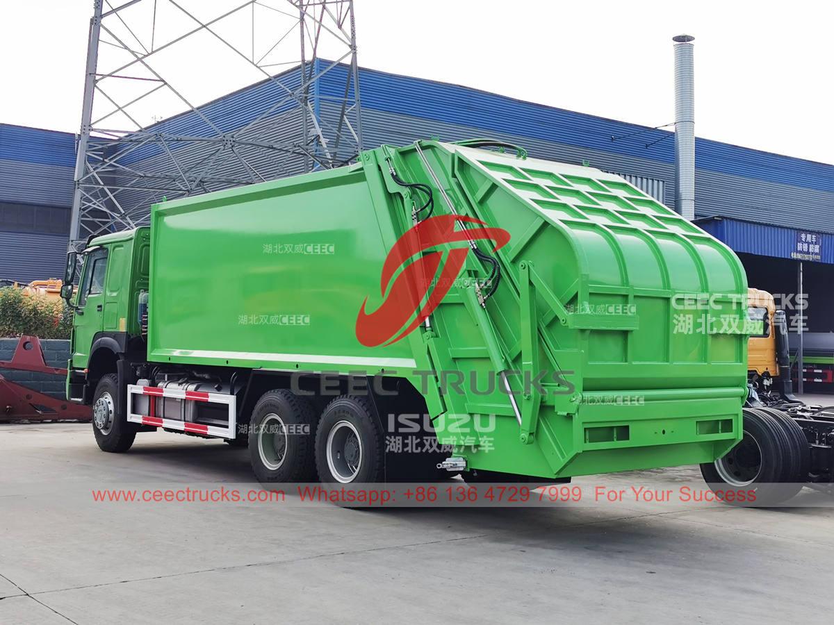 Hot selling HOWO 6&Atilde;4 RHD 340HP back loading refuse trucks