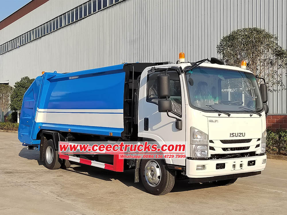 Isuzu split rear loader garbage truck
