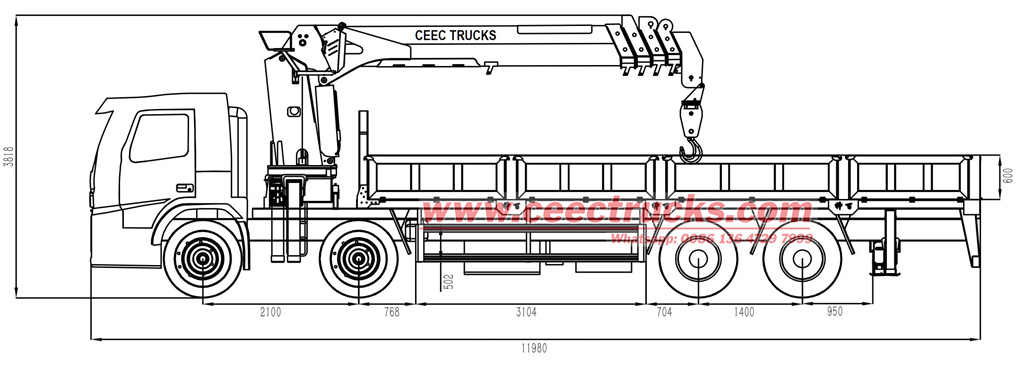 ISUZU giga 8X4 Boom crane truck drawing