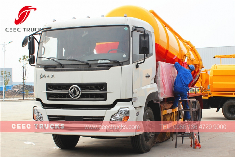 รถบรรทุกดูดน้ำเสียแบบสูญญากาศ Dongfeng 16CBM
