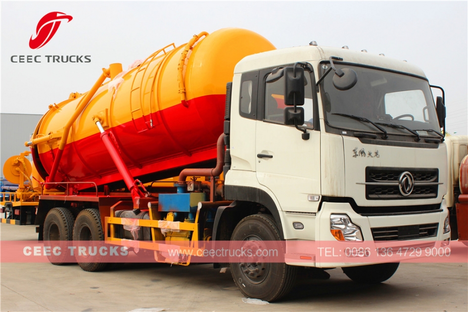รถบรรทุกดูดน้ำเสียแบบสูญญากาศ Dongfeng 16CBM
