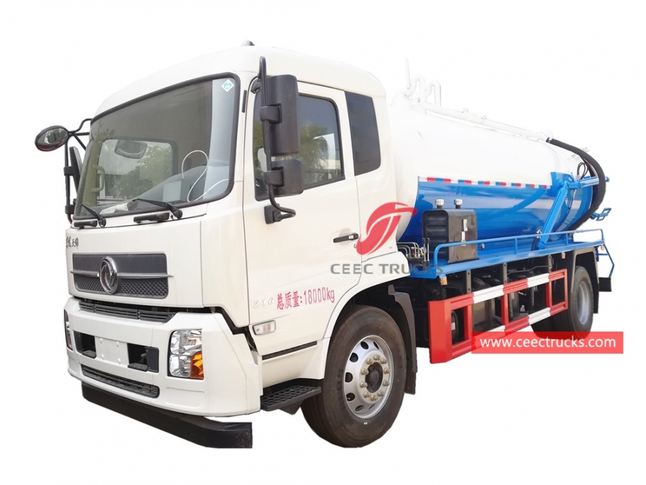 รถบรรทุกถังเก็บน้ำเสียแบบสูญญากาศ 10CBM DONGFENG