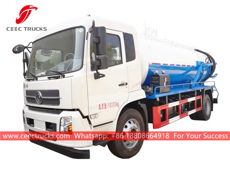 รถบรรทุกถังเก็บน้ำเสียแบบสูญญากาศ 10CBM DONGFENG