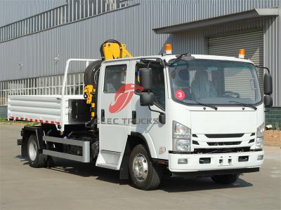 Isuzu ELF double cabin dumper with knuckle crane