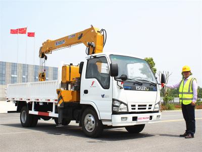 Isuzu NKR 120hp truck with 3 tons telescopic crane