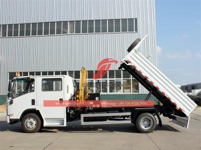 Isuzu ELF NPR dumper truck with kunckle crane