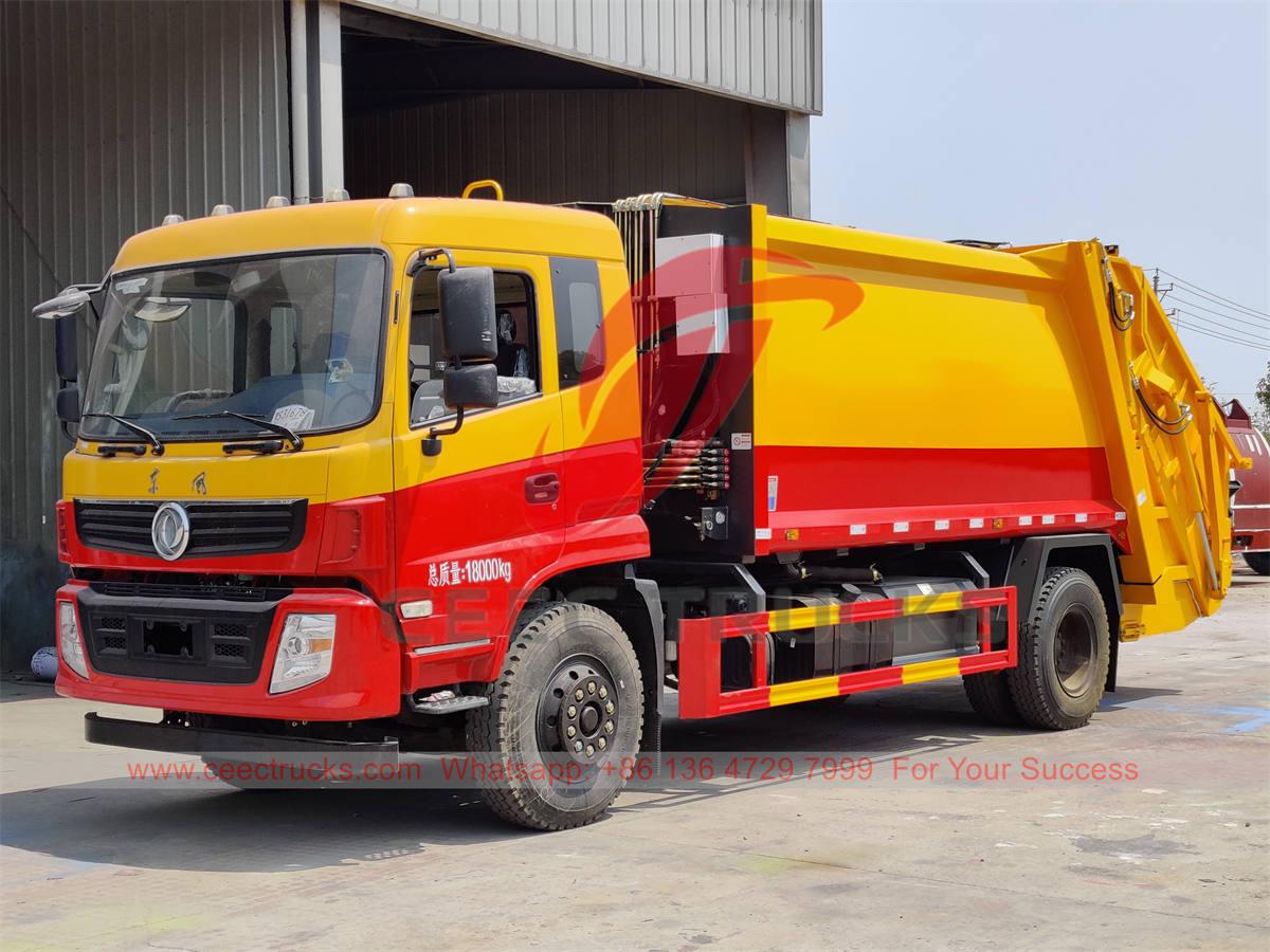 รถบรรทุกอัดขยะ Dongfeng 12CBM ใหม่เอี่ยมสำหรับขาย