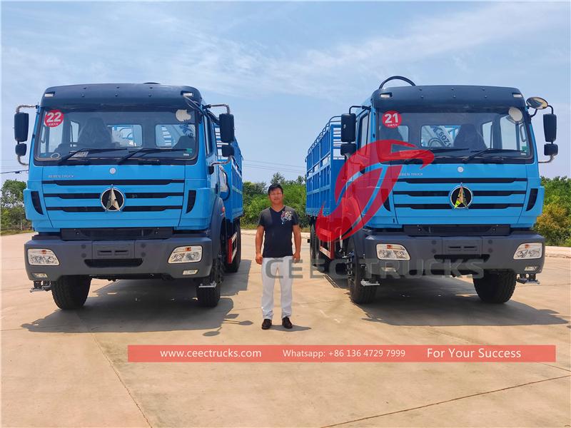 แทนซาเนีย - รถบรรทุกติดเครนบูมข้อต่อ Beiben RHD 6×4 จำนวน 2 คัน ส่งออกจาก CEEC TRUCKS